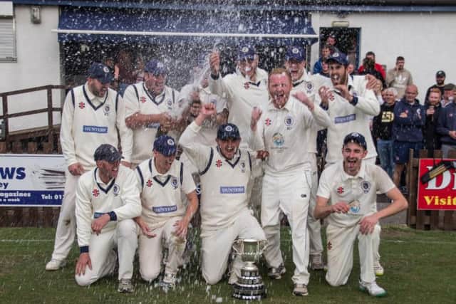 Filey celebrate winning the Beckett League Premier Division. Picture by Steve Lilly.