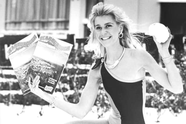 January 1987, and Carolyn - the then Miss Scarborough - launches a holiday guide in the snow.