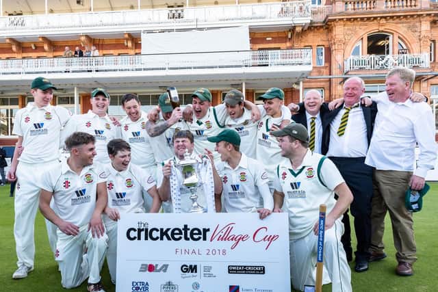 Flixton celebrate with the National Village Cup at Lord's. Picture by Will Palmer.