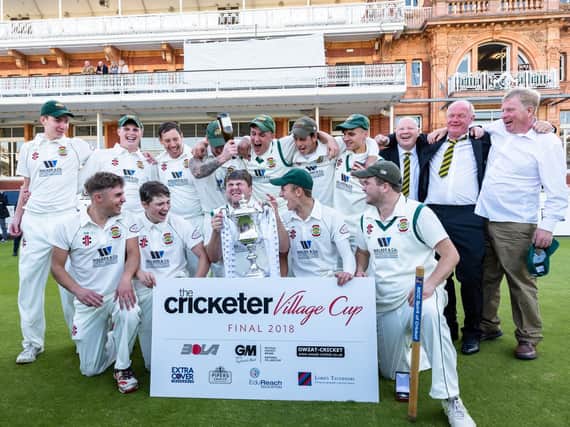 Flixton celebrate with the National Village Cup at Lord's. Picture by Will Palmer.