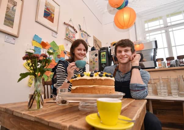 Yay Coffee moves to Woodend Creative Space. Lottie and Rob McFarlane take a break from their busy day .