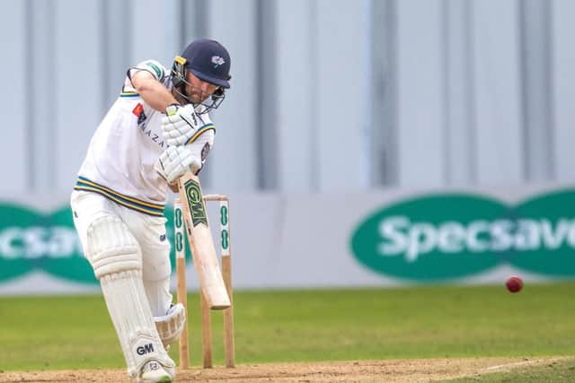 Adam Lyth brings up his century. Picture by John Heald.