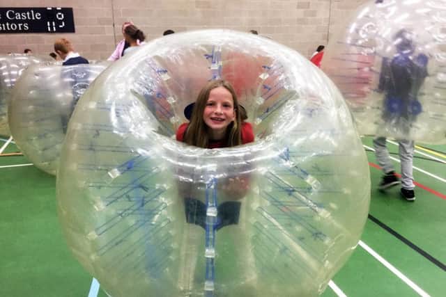 Pupils enjoyed the exhilaration of zorbing in the Ampleforth Leisure Centre and are looking forward to a roller disco and raft race.