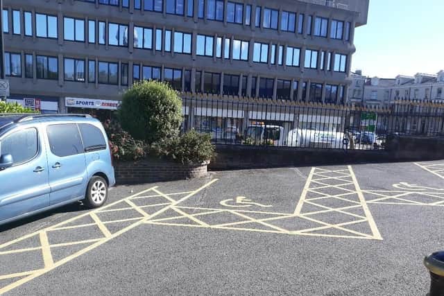 The new disabled parking spaces at the side