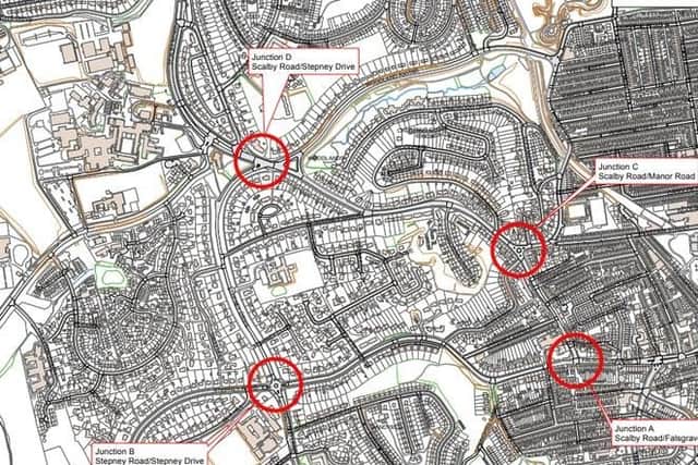 The four junctions that the town's authorities are looking to ease traffic mass at
