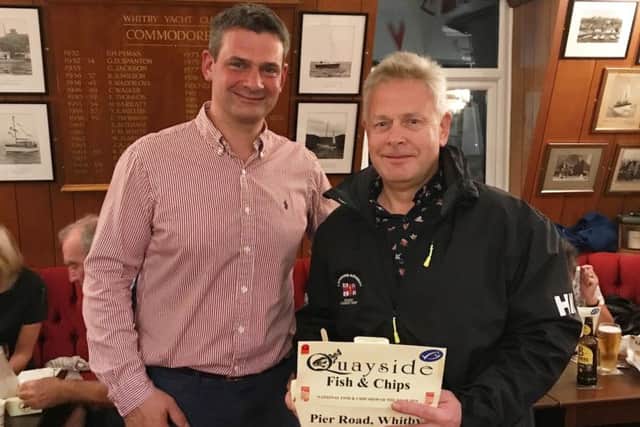Adrian Fusco (left) with Neil Williamson of Whitby Yacht Club.