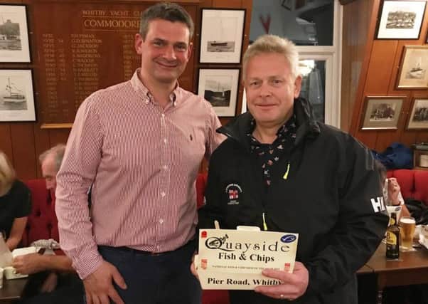 Adrian Fusco (left) with Neil Williamson of Whitby Yacht Club.