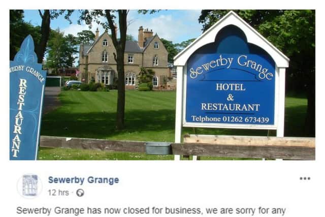 The post put on Sewerby Grange's Facebook page last night