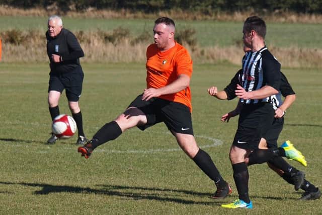 Edgehill's Danny Collins in action against Sherburn