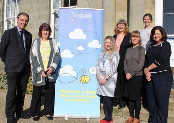 Key staff members from a number of Ryedale Schools are pictured with Sarah Wilmore, wellbeing worker at Compass BUZZ.