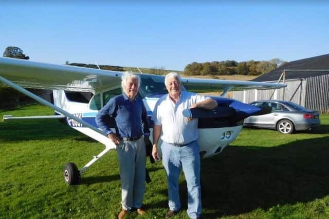 Tony Cook (left) and Richard Lewis as they set off from the Scottish Borders on October 10.