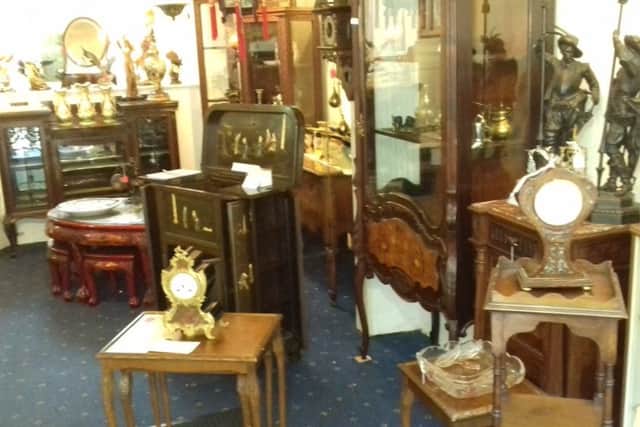 Inside Michael James Antiques.