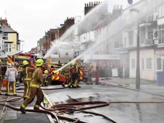 The Londesborough Hotel in West Street on fire. Picture by Paul Atkinson.
