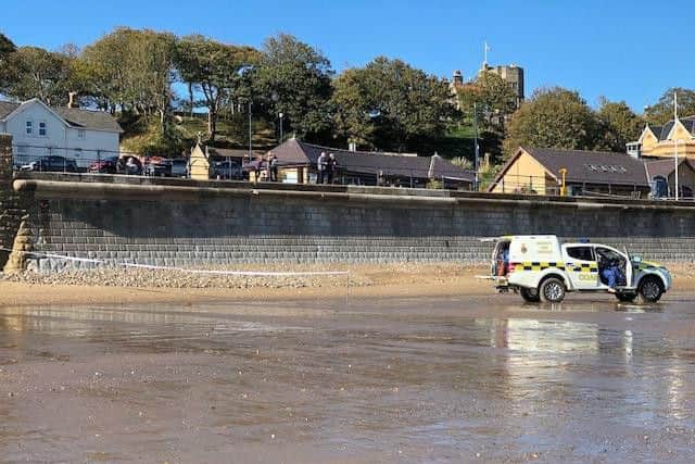 Filey beach is cordoned off. Picture by Mark Woodward