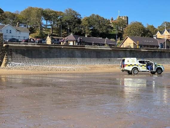 Filey beach is cordoned off. Picture by Mark Woodward