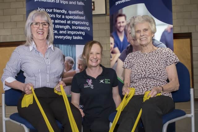 Cllr Caroline Dickinson with instructor Vicki Iwanuschak and Margaret Gibson at the projects launch.