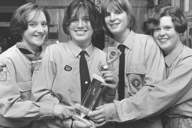 Four of the Scarborough Venture Scout squad in January, 1993, who collected the winners trophy in a five-a-side soccer competition. Left to right, Carole Walkland, Lucy Magson, Katie Graham, Joanne Appleby.