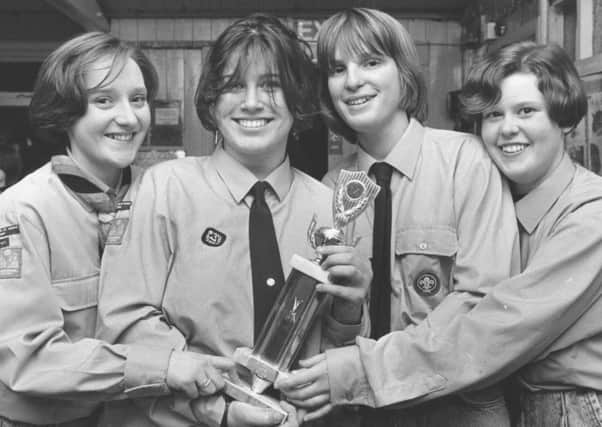 Four of the Scarborough Venture Scout squad in January, 1993, who collected the winners trophy in a five-a-side soccer competition. Left to right, Carole Walkland, Lucy Magson, Katie Graham, Joanne Appleby.