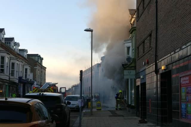 Smoke coming out of Hanover Road fish and chip shop. Picture by Allan Charter