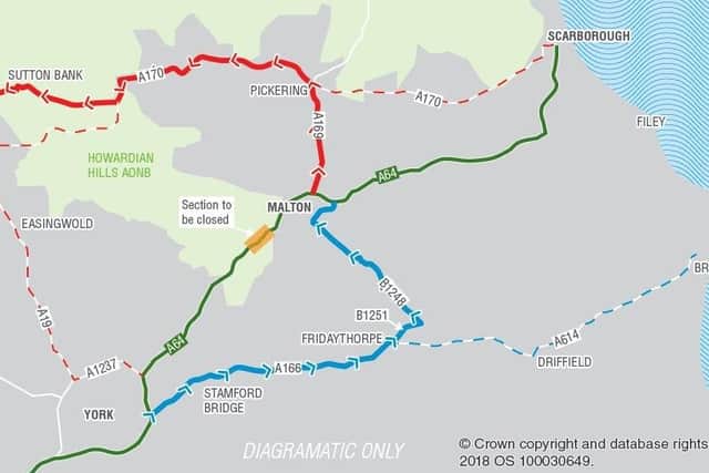 Map shows the suggested diversions