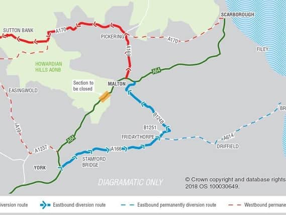 Map shows the suggested diversions