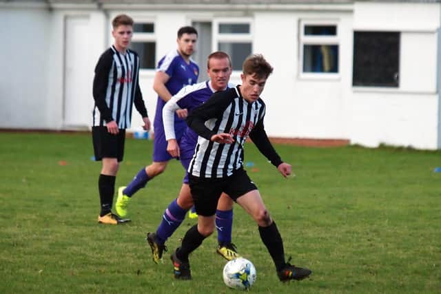 Richard Malthouse on the ball in Sherburn's 4-2 win at Goalsports. Pictures by Steve Lilly.