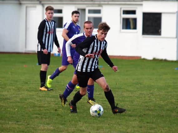 Richard Malthouse on the ball in Sherburn's 4-2 win at Goalsports. Pictures by Steve Lilly.