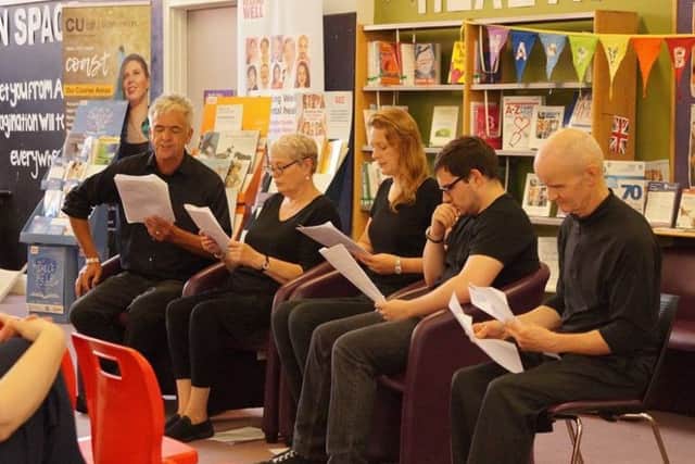 Rehearsals for Money Talks at Scarborough Library on Saturday