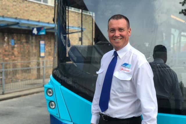 Bus driver Adam Davies who's been shortlisted for the finals of the UK Bus Awards