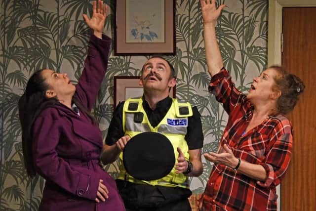 Northern Broadsides & York Theatre Royal Oct 2018Dress Rehearsal They Don't Pay We Won't Pay by Dario FoAdapted by Debbie McAndrew  Directed by  Conrad Nelson  Designer Jessica Worrall  Lighting Designer Douglas KuhrtSuzanne Ahmet as Maggie  Lisa Howard as AntheaMike Hugo as  Constable/Sargent/UndertakerSteve Huison as Jack   Matt Connor as LewisÂ©NOBBY CLARK+44(0)7941-515770+44(0)20-7274-2105nobby@nobbyclark.co.uk