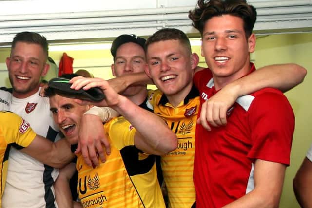 Jack Johnson, right, celebrates promotion with Boro last season
