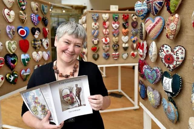The Sawdust Hearts exhibition at the Woodend Museum - organiser Helen Birmingham at the exhibition. pic Richard Ponter