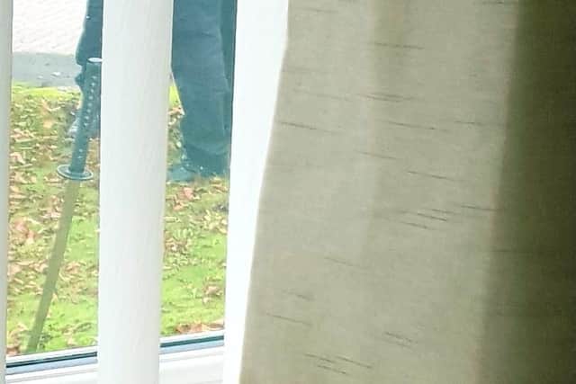The samurai sword that the elderly man was wielding this afternoon