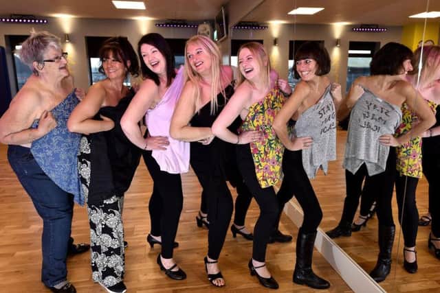 Cayton ladies go through their routine ready for a charity Half Monty in aid of supporting breast cancer. Picture by Richard Ponter 184718b