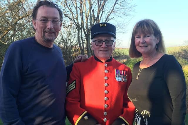 Dave pictured with family friends Paul and Angela Chouler