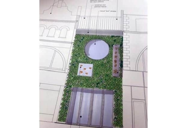 The plans include a fish window