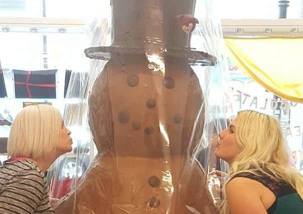 Crofts Chocolates, of Scarborough, have created a giant snowman to help raise money for Yorkshire Coast Families.