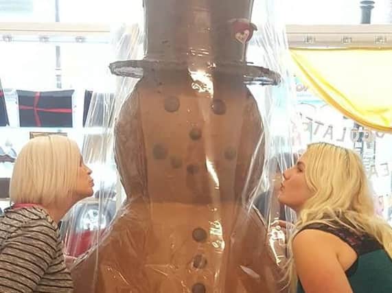 Crofts Chocolates, of Scarborough, have created a giant snowman to help raise money for Yorkshire Coast Families.