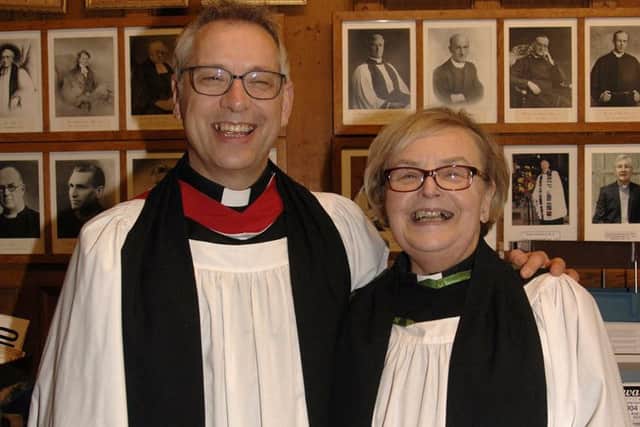 Rev Richard Walker and Rev Pam Jennings in the vestry.
