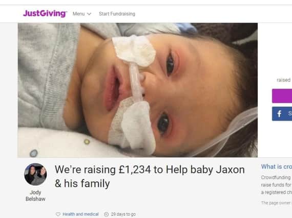 The family of two-week-old Jaxon are appealing for support