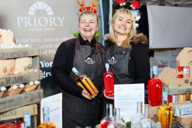 The Priory Vodka stall at the festive market.