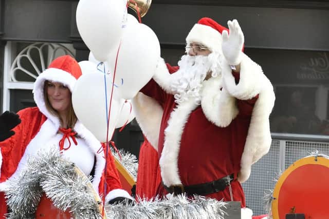 Santa arrives in Scarborough. Greeted by the masses. pic Richard Ponter