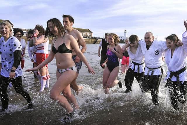 New Years Day Dip 2018.. on Scarborough's South Bay . Pic Richard Ponter 180101f
