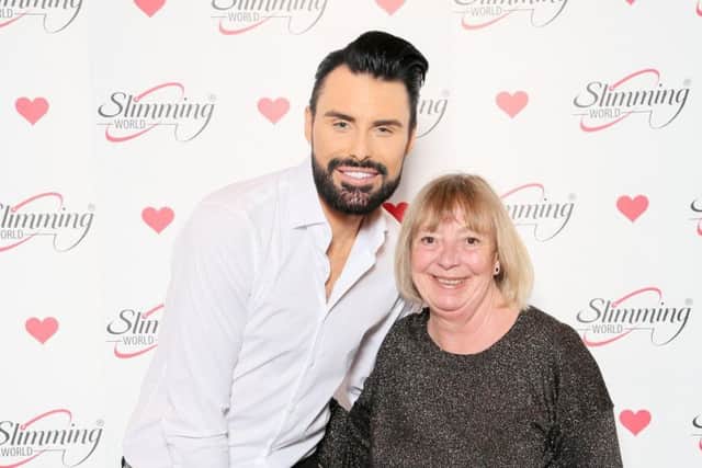 Susan Fieldsend is pictured with TV presenter Rylan Clark-Neal.