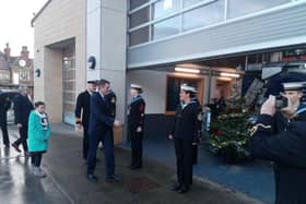 Defence Secretary Gavin Williamson meets Scarborough sea cadets at the Lifeboat House today.