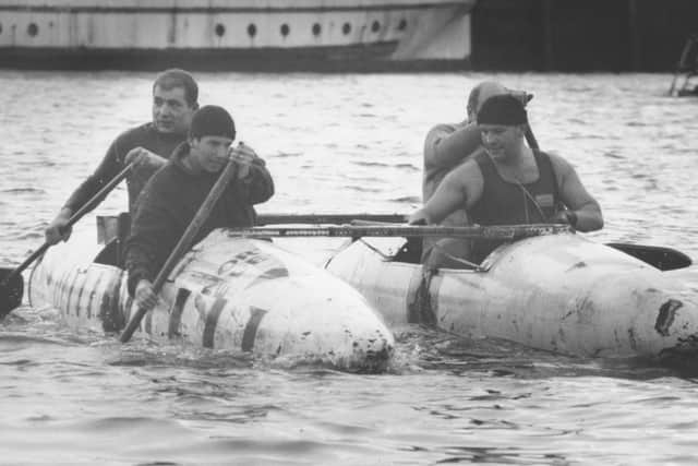 On Boxing Day in 1994, the Northern Electric team were on winning form at the charity raft race which took place in the harbour.