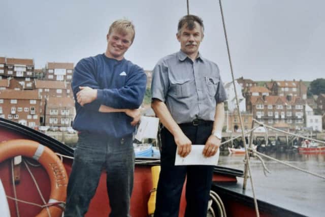 Peter Taylor (left) with father Ernest on the Grand Turk, in Whitby