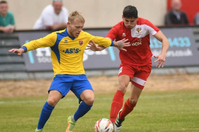 Boro new boy James Williamson in action for Brid