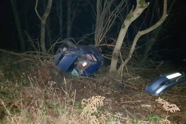 All four people escaped with just minor cuts and bruises