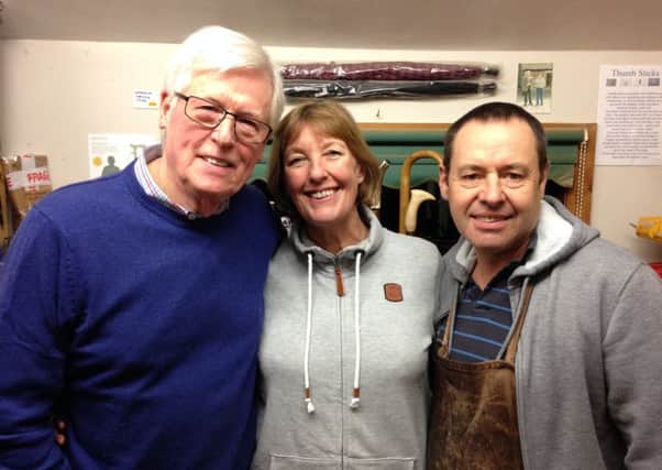 TV presenter John Craven is pictured with Keith and Jacky Pickering.
